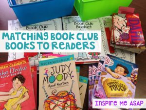 When implementing book clubs with your readers, keep two key components in mind: student choice and just-right book selection. In this third of eight post blog series on book clubs, you will learn how to match books to readers. 