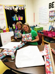 Wrapping up student gifts, with a little help from my mom!