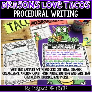 Dragons Love Tacos by Adam Rubin is the PERFECT story to teach about procedural, or how to, writing. In this blog post, I explain how I teach this unit with my students, using the writing process. We begin by stating the success criteria and end with publishing the final draft and an adorable dragon art project! Click here to read the blog post!