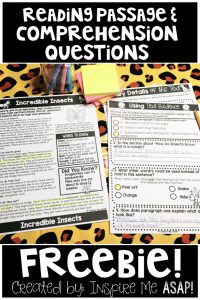 Do you need engaging reading passages to use with your students as part of your close reading, guided reading, or independent reading? Not only will your students learn lots of really cool facts about animals, but they will also have the opportunity to answer comprehension questions that require them to use the text for evidence. Try out this FREEBIE!