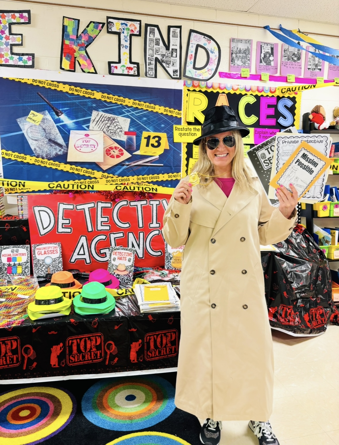 With state testing fast approaching, I wanted a fun and engaging way for my students to practice with constructed responses and reading comprehension. I turned my classroom into a Detective Agency, and my students acted as text detectives. They had to successfully pass all of their missions (each one represented a letter of the RACES strategy) before they could officially earn their detective title, badge, and picture taken for our “meet the detective” bulletin board. It is safe to say that the Chief of Detectives (aka me!) enjoyed this just as much as my junior detectives did!! 